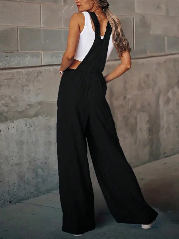 Women's Denim-Effect Overalls