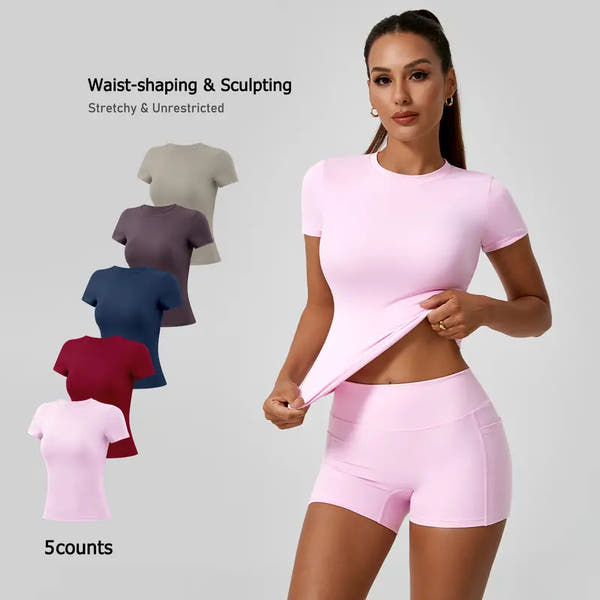 5-Piece Sport Tee Set | Sleek, Stretchy & Gym-Ready 💪