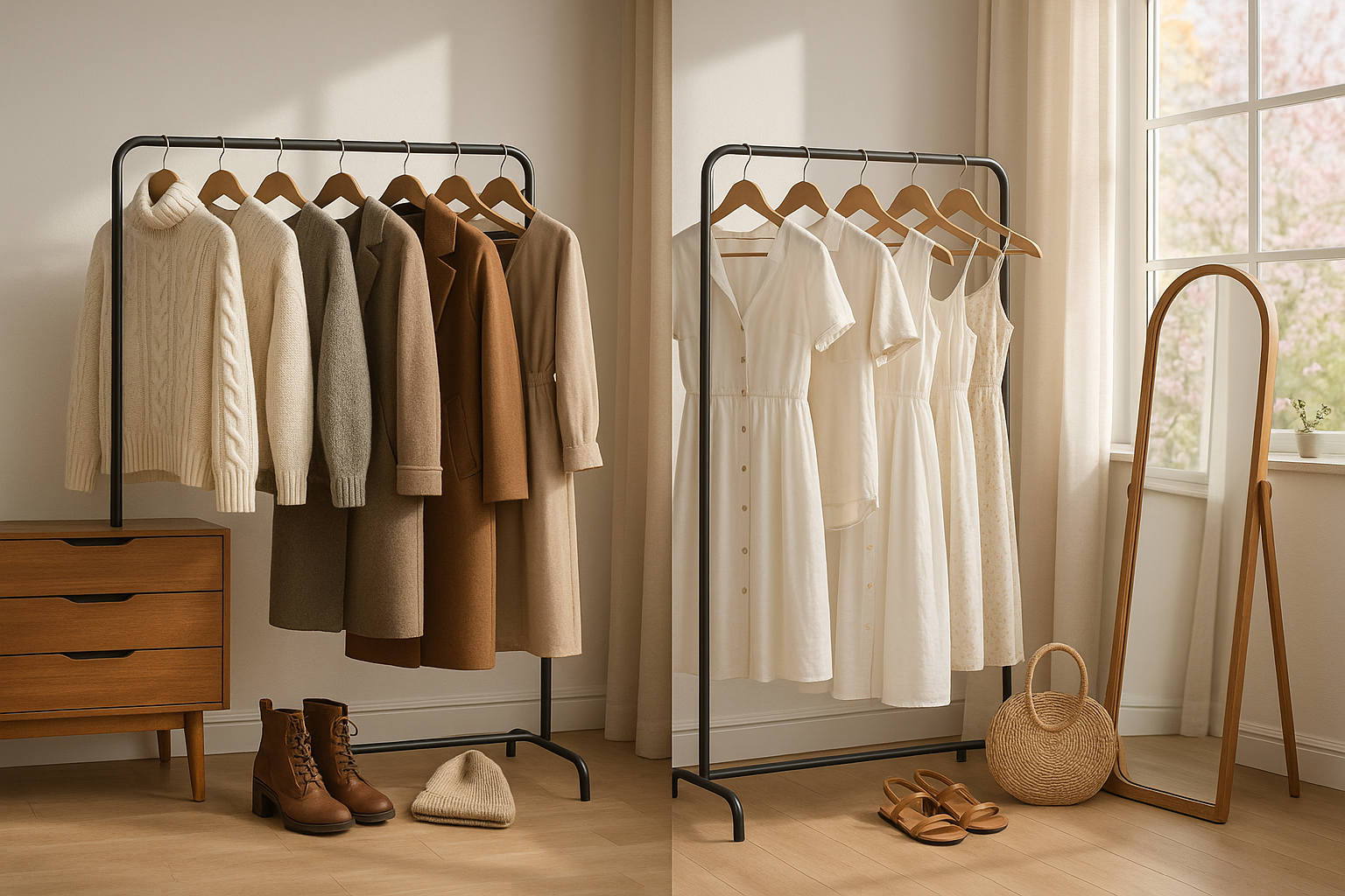 Wardrobe Shift is the name of my site generate a home image thats realistic and shows season change clothing 